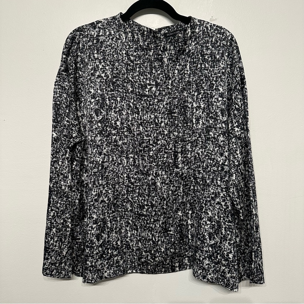 Eileen Fisher Funnel Neck Prism Silk Organic Cotton Blouse Top - Picture 4 of 8